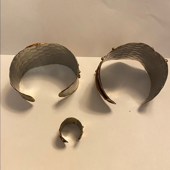 Mixed metal cuff bracelets and ring set - Picture 3 of 13